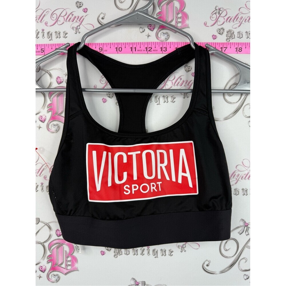 Victoria’s Secret sports bra Sport Black Racerback Sports Bra with Red Logo